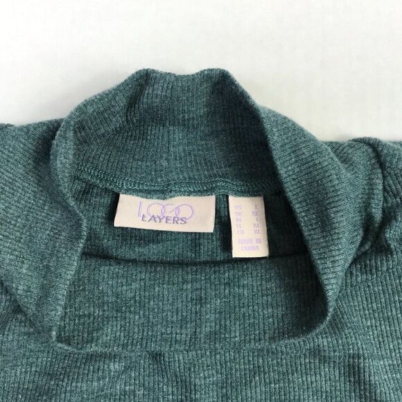 LOGO Lori Goldstein Womens Mock Neck Knit Top Green Long Sleeve Shirt L Large - Picture 4 of 11